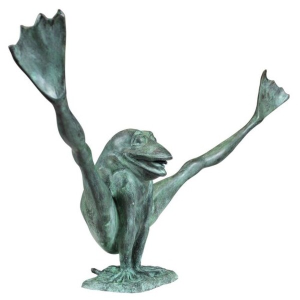 Funny Spouting Crazy Legs Leap Frog Bronze Garden Statues Whimsical